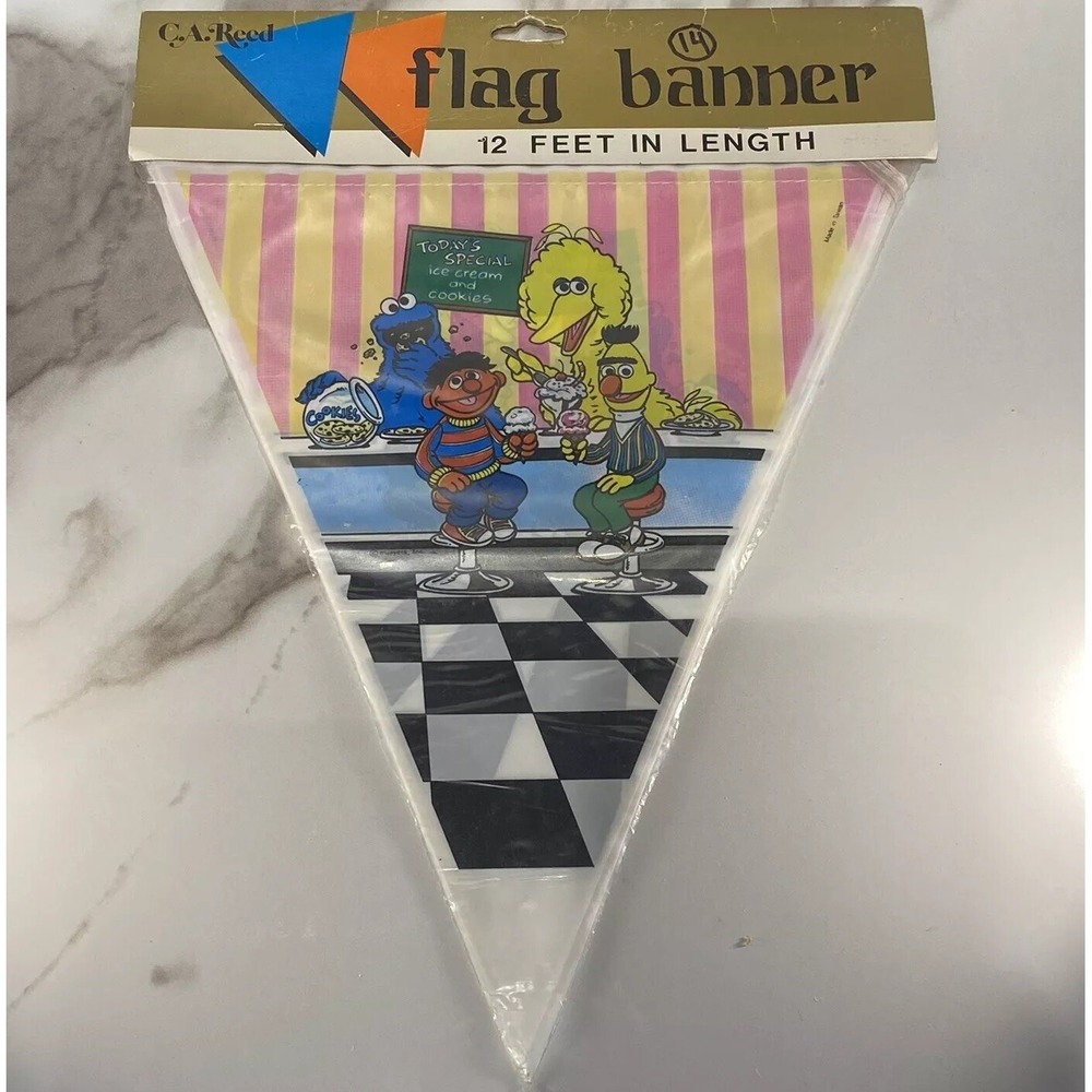 Rare Vintage Muppets Sesame Street Party Flag Banner Brand New Sealed 80s NOS